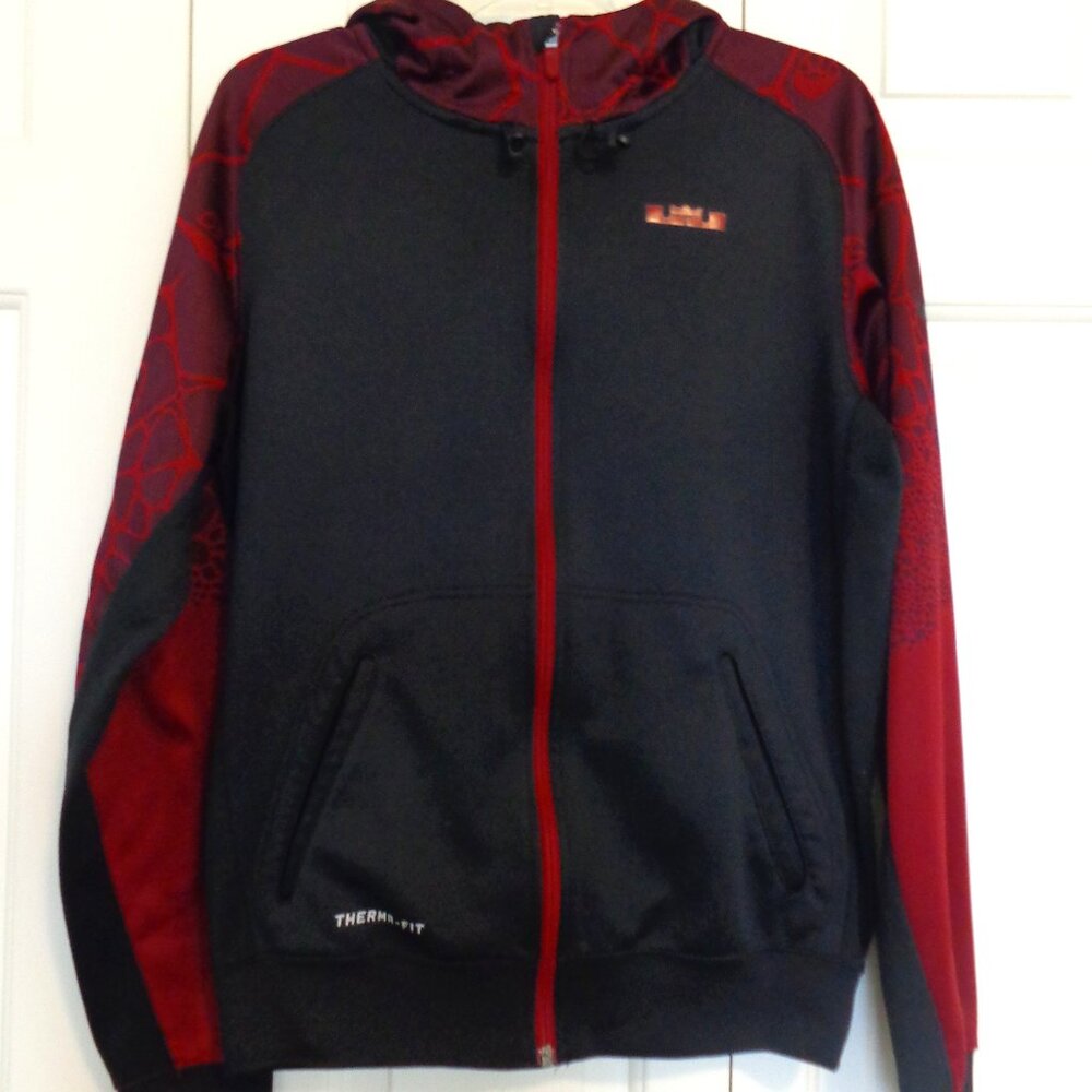 Nike‎ Men's Hoodie Lebron James Full Zip Black Maroon Sweatshirt Therma Fit Sz S